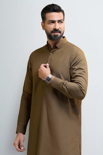 Brown Wash & Wear Shalwar Kameez