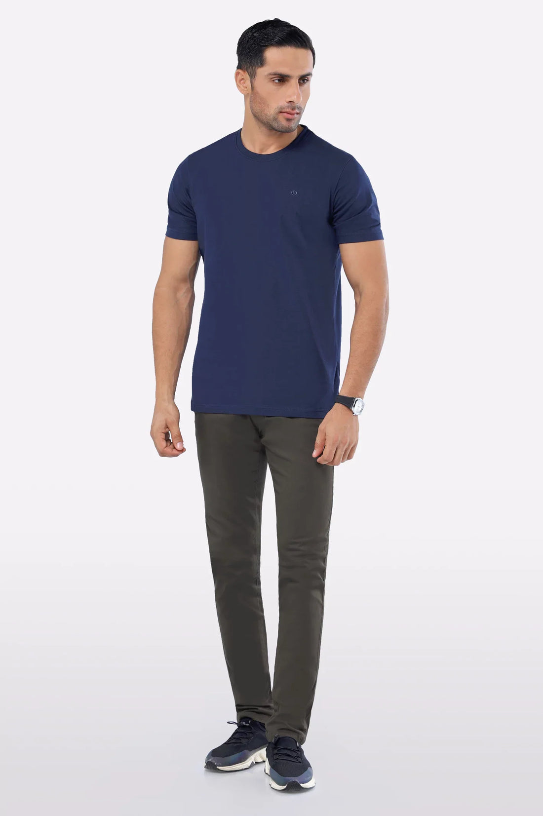 Basic Navy Blue Crew Neck T-Shirt