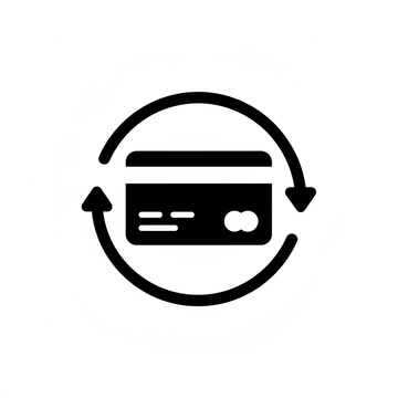 black icon of 'flexible payments' with white background