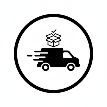 black icon of 'free shipping' with white background