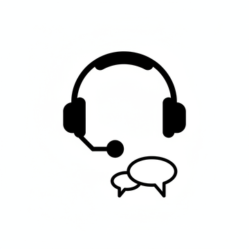 black icon of 'online support' with white background